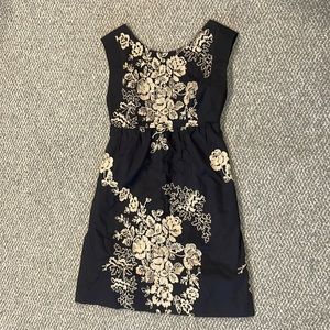 J.Crew Sleeveless Dress. Size 0. Mirabel Embroidered Dark Gray with Cream.